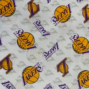 Los Angeles Lakers Cotton Fabric / %100 Cotton Fabric / NBA LA Lakers Fabric - 44&quot; Wide - Sold by the Yard - Face Mask, Sheeting, Crafts