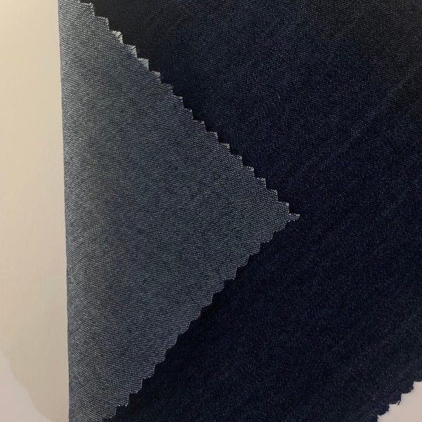 4oz Washed Denim Fabric - 100% Cotton - Rinse Color (Dark Blue Jean) - Thin & Lightweight - 60" Wide - Sold by the Yard