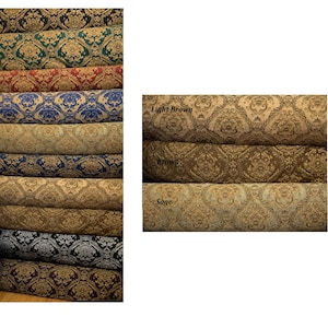 Damask Chenille Upholstery Fabric, Sold by the Yard, 58&quot; Wide, Large Pattern, Drapery, Upholstery, Curtains, Valances, Home Decor