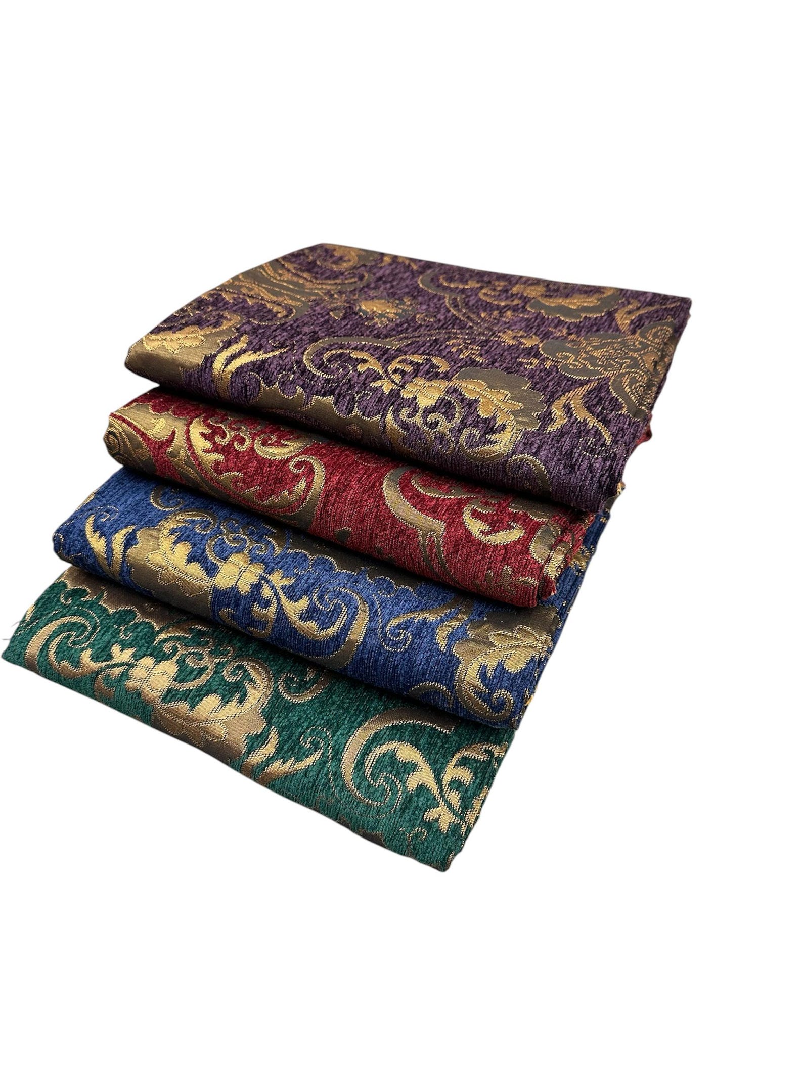 Luxury Damask Chenille Upholstery Fabric by the Yard, Renaissance