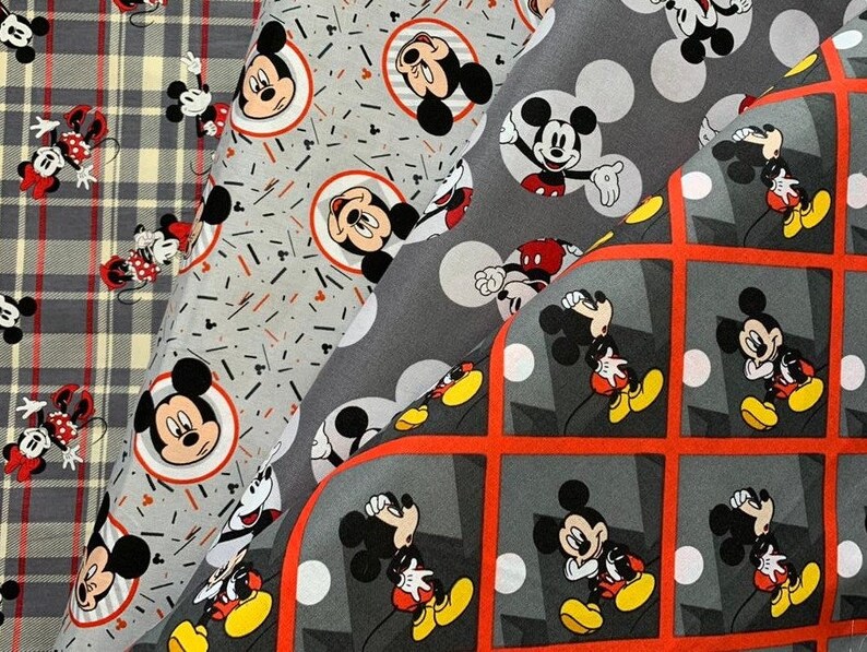 Mickey Mouse Cotton Fabric100 Cotton/sold by the Yard/disney Etsy