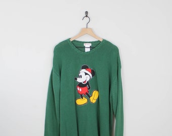 Vintage 90s Green Mickey Mouse Sweater 