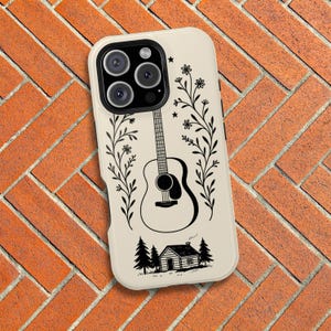 Adrianne Lenker iPhone Case: Cottagecore Guitar Cabin Design with MagSafe®