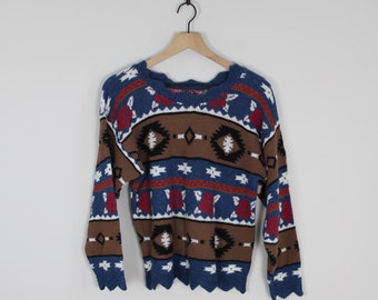 Vintage Aztec Pattern Ugly Sweater, Tag Size Small