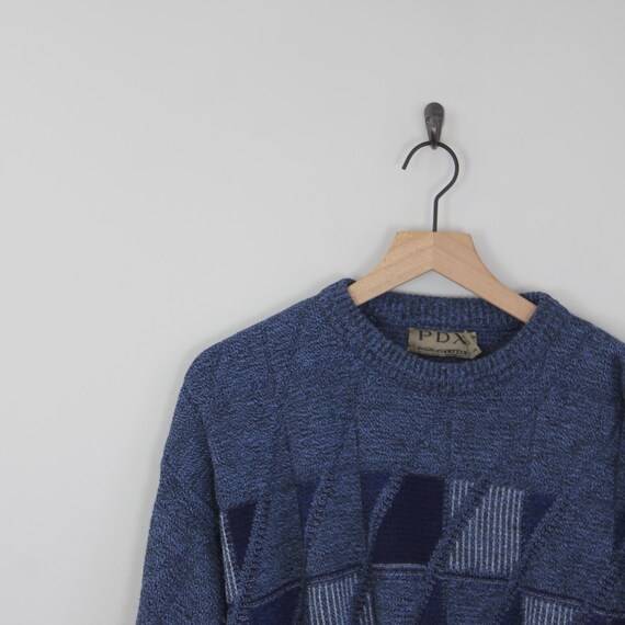 Vintage 80s Blue Geometric, Jantzen PDX  Sweater,… - image 5