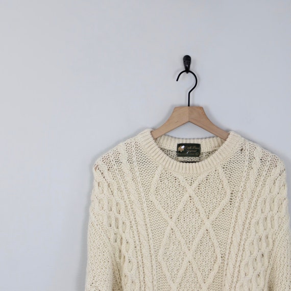 Vintage Beige Cable Knit, Oak Tree Original, Fish… - image 4