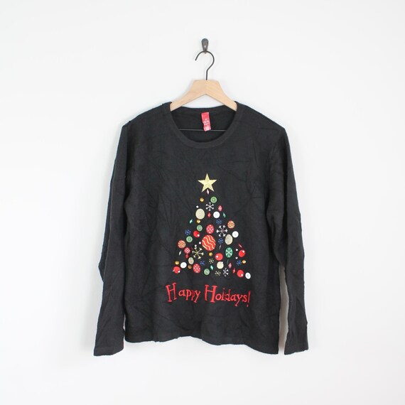 Vintage Beaded Christmas Tree Ugly Christmas Pullover Sweater Size Large Vintage Ugly Christmas Sweater Etsy