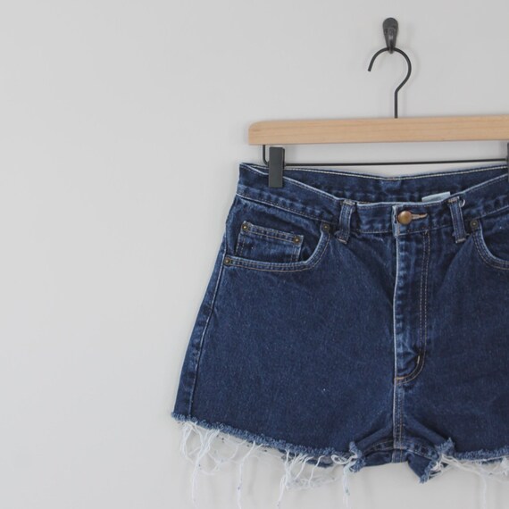 Vintage Dark Wash Denim Cut-off Shorts 