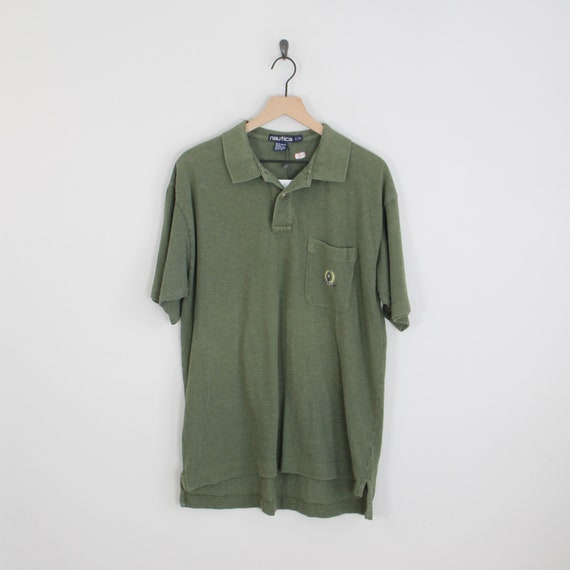 Vintage 90s Green Embroidered, Nautica Polo Shirt,