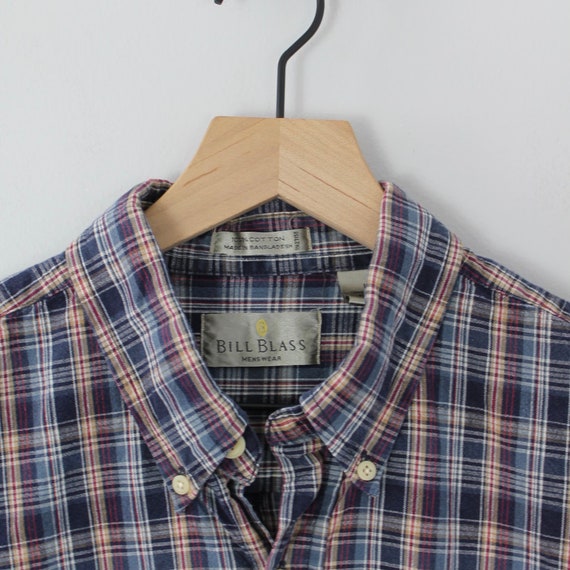 Vintage 90s Bill Blass, Plaid Denim Button Down S… - image 5