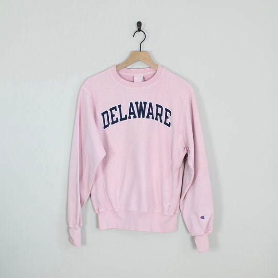 Vintage 90s Pink Delaware Champion Crewneck Sweat… - image 1