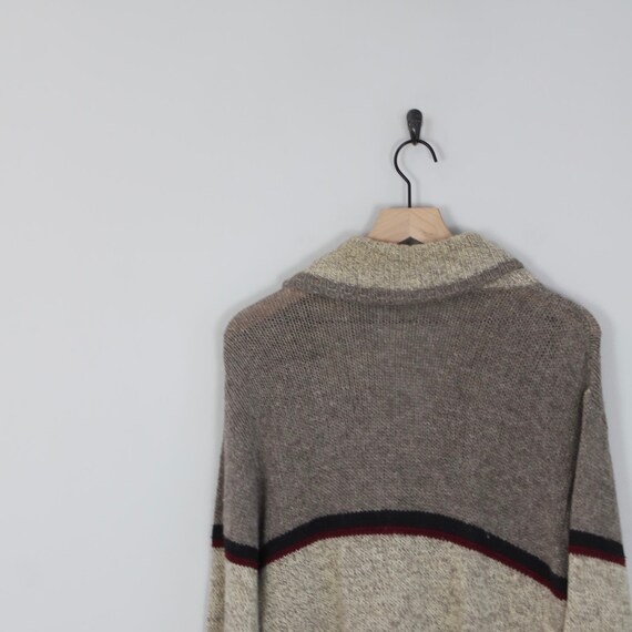 Vintage Gray and Brown Knit, Wool Cardigan Sweate… - image 4