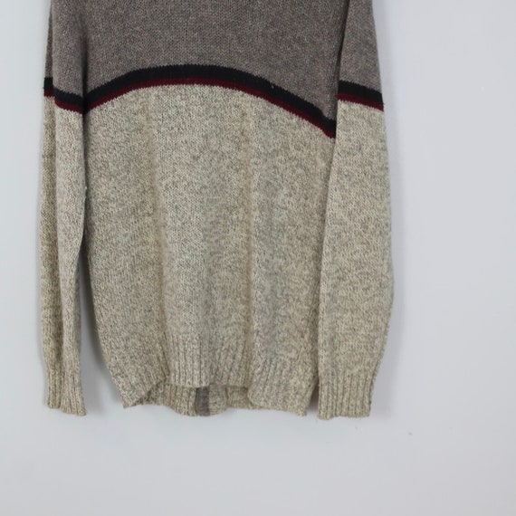 Vintage Gray and Brown Knit, Wool Cardigan Sweate… - image 7