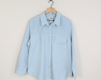 Vintage Blaues Chambray Damenshirt, Größe XL, Vintage Arbeitskleidung, Vintage Western Wear, Vintage Denim Shirt