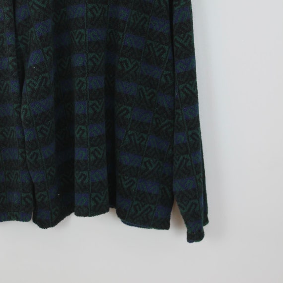 Vintage 90s Green Geometric, Fleece Pullover, Siz… - image 8
