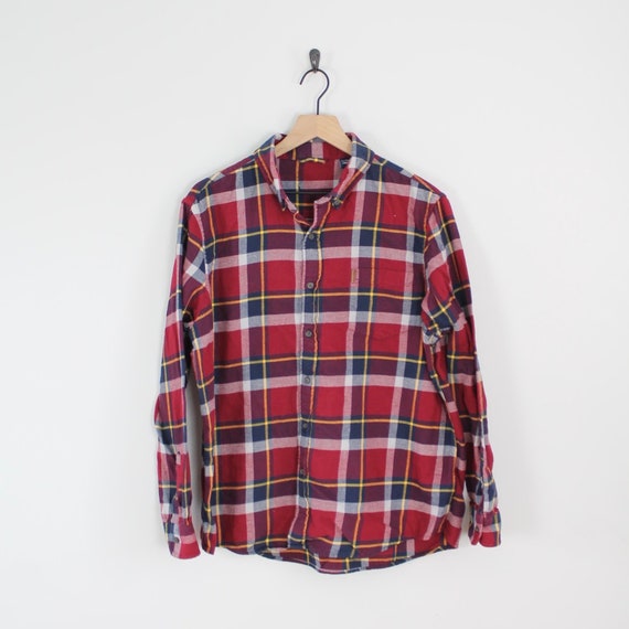 Vintage Red & Navy Flannel Size XL - image 1