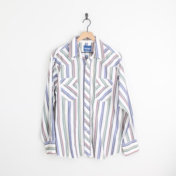 Vintage Striped Wrangler, Snap Button Western Shi… - image 1