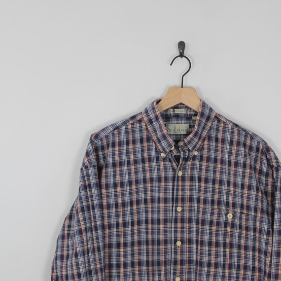 Vintage 90s Bill Blass, Plaid Denim Button Down S… - image 4