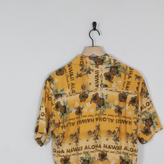 Vintage Yellow Hawaii Aloha Tropical Hawaiian Shi… - image 6