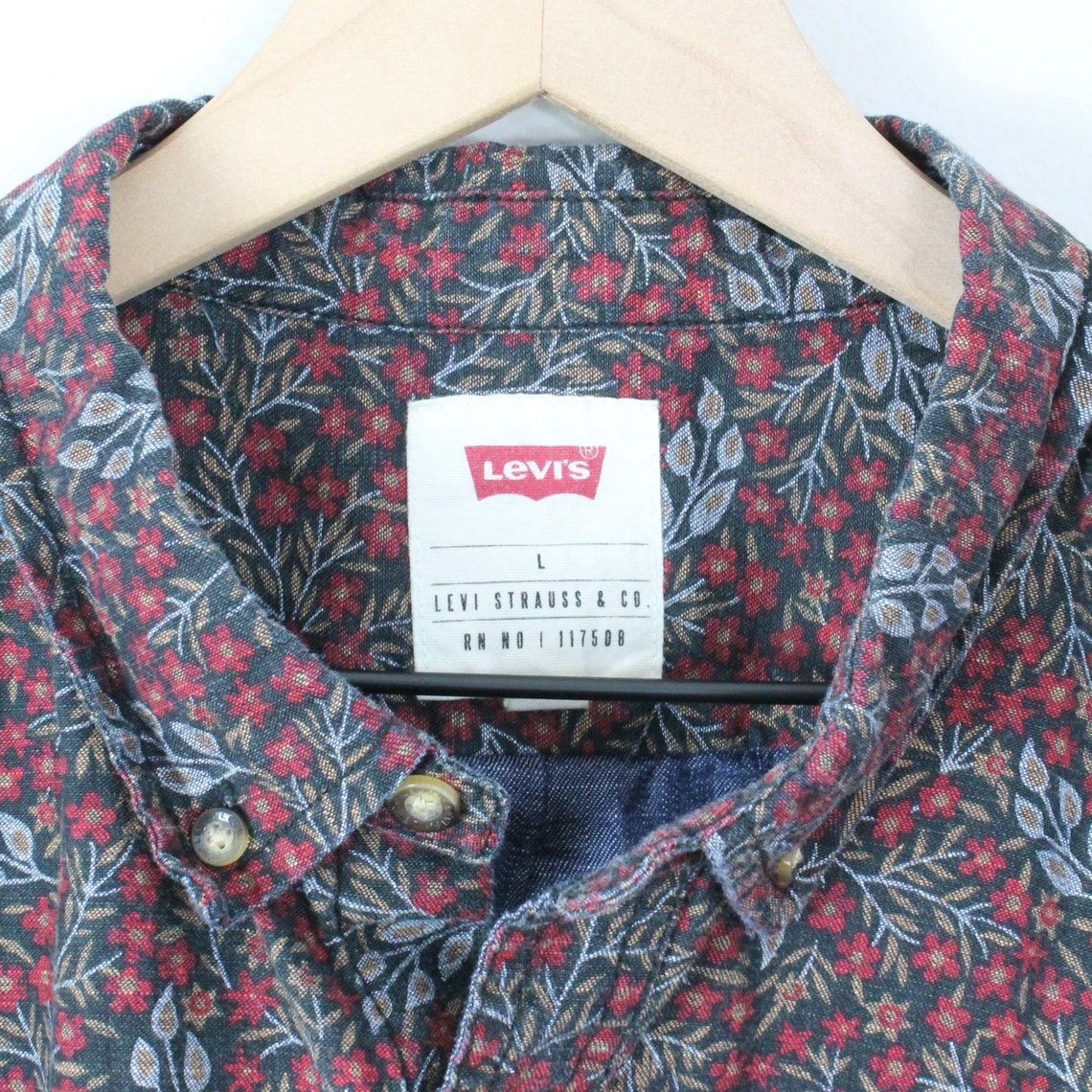 90s Floral Levi's Button-down Size Large Vintage Shirt | Etsy
