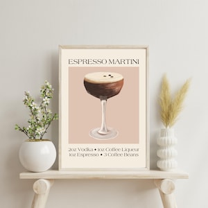 Espresso Martini Art Print | Bar Cart Decor Cocktail Poster | Party Signature Drink Sign | Trendy Wall | Minimalist Elegant Sophisticated