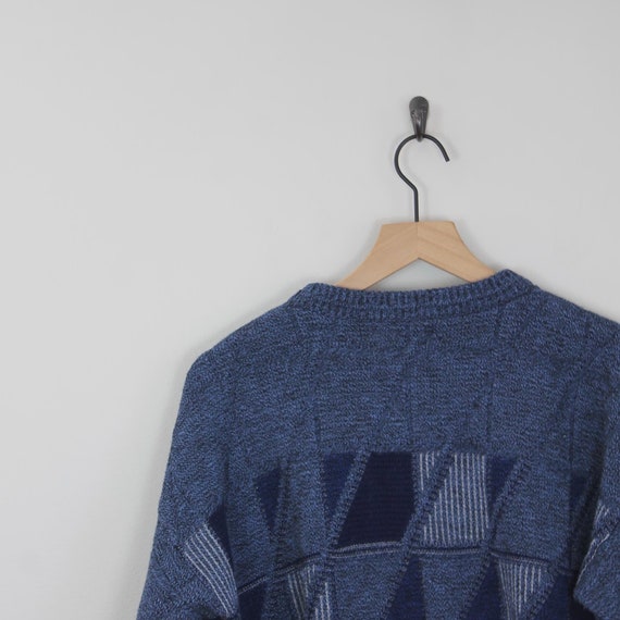 Vintage 80s Blue Geometric, Jantzen PDX  Sweater,… - image 4
