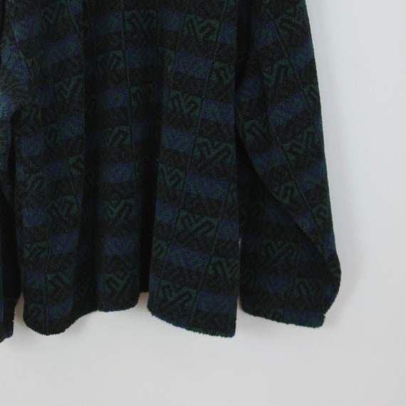 Vintage 90s Green Geometric, Fleece Pullover, Siz… - image 6
