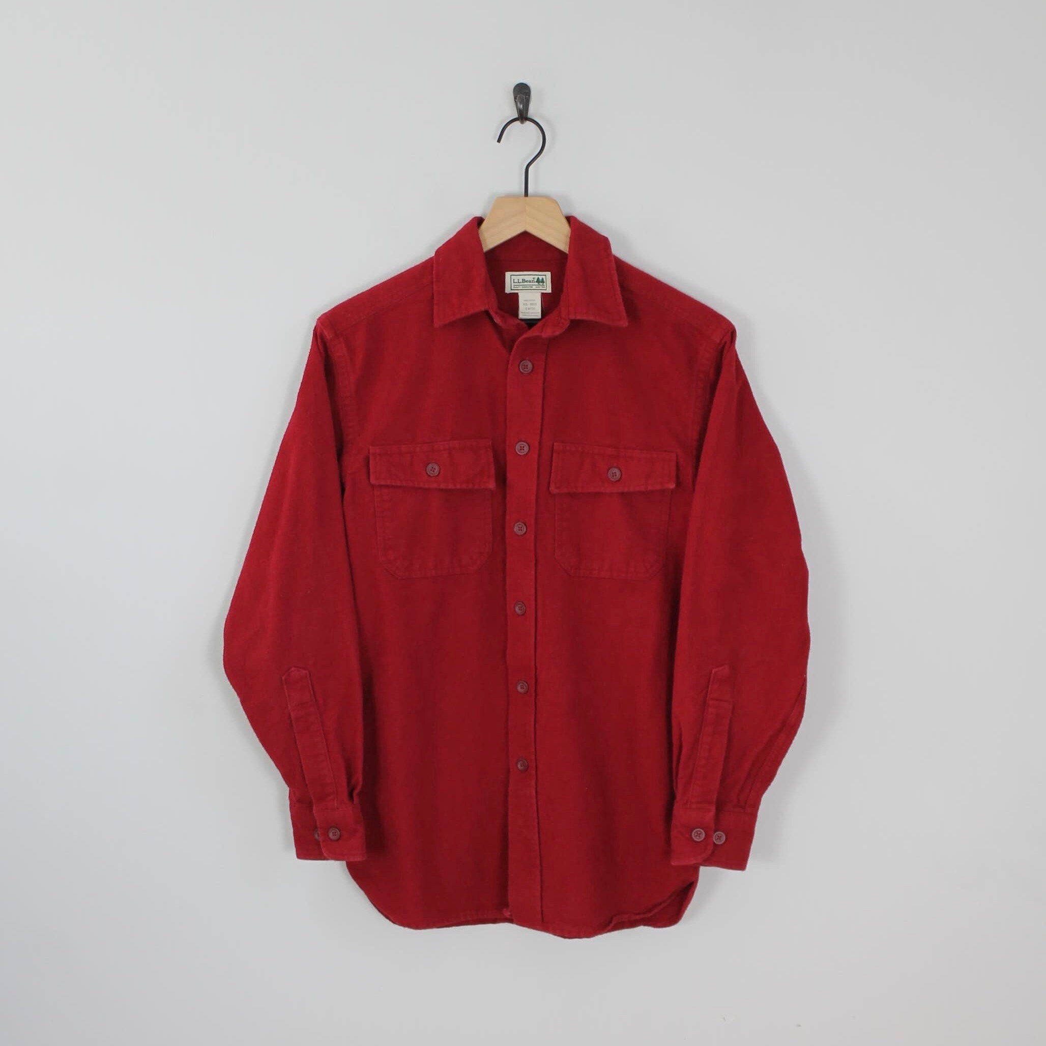 Vintage 90s L.L. Bean, Red Chamois Shirt, Size XS, Vintage Workwear,  Vintage Utility Shirt, Fall Shirt, Autumn Shirt 