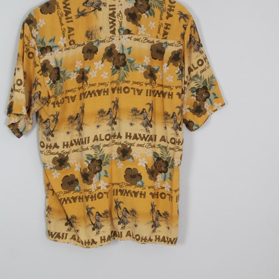 Vintage Yellow Hawaii Aloha Tropical Hawaiian Shi… - image 7