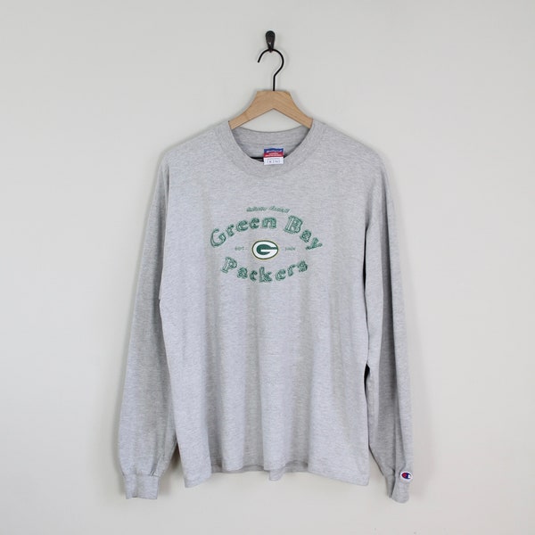 Vintage Green Bay Packers, Long Sleeve NFL Champion T Shirt, Size XL, NFL Shirt, Football Tee Shirt, New Orleans Shirt