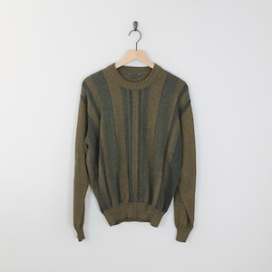 Vintage 80s Green Striped Dalmine Uomo Wool Sweater Size - Etsy