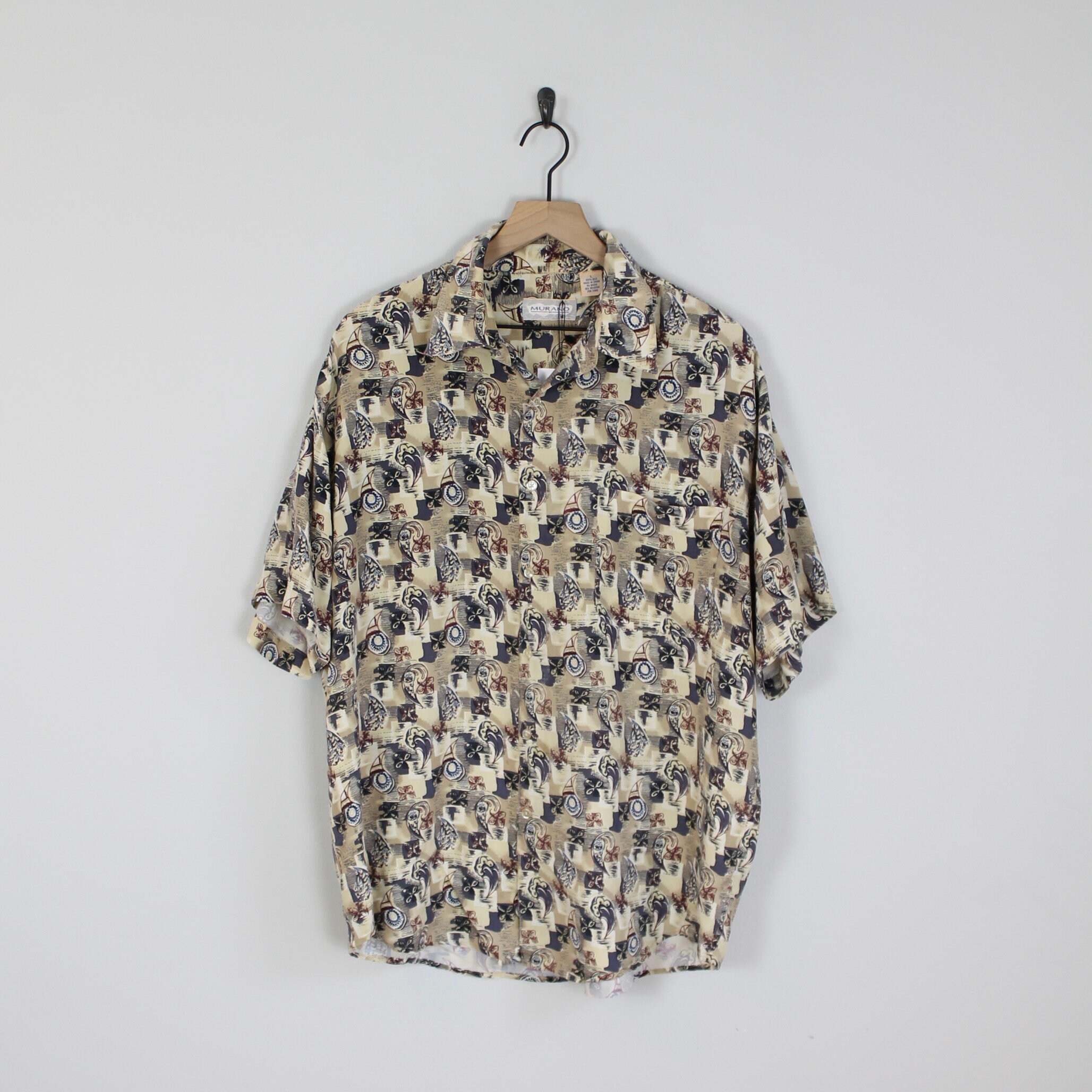 Vintage 80s Murano Camisa Seda Patron Paisley Talla Grande Camisa Papa Camisa Patron Floral 80s Vintage Etsy Espana