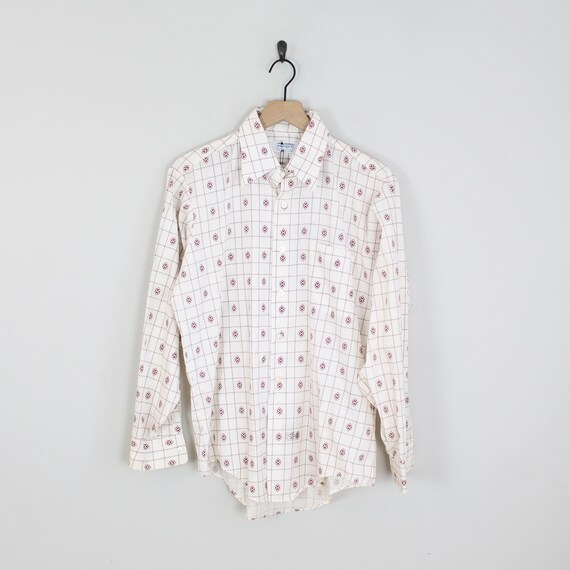Vintage 1970s Geometric Pattern, Button Up Shirt,… - image 1