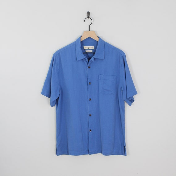Vintage Tommy Bahama, Solid Blue Hawaiian Shirt, S