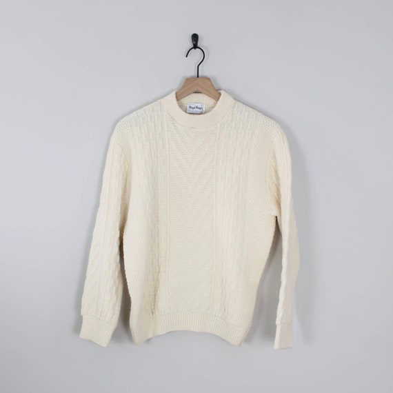 TALISHKO - Solid Ribbed Jacquard Knit Sweater White / M