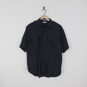 Vintage 90s Black, Matt Curtis Short Sleeve Shirt, Size Large, Short Sleeve Shirt, Casual Shirt, Light Weight Shirt, Button Up Shirt