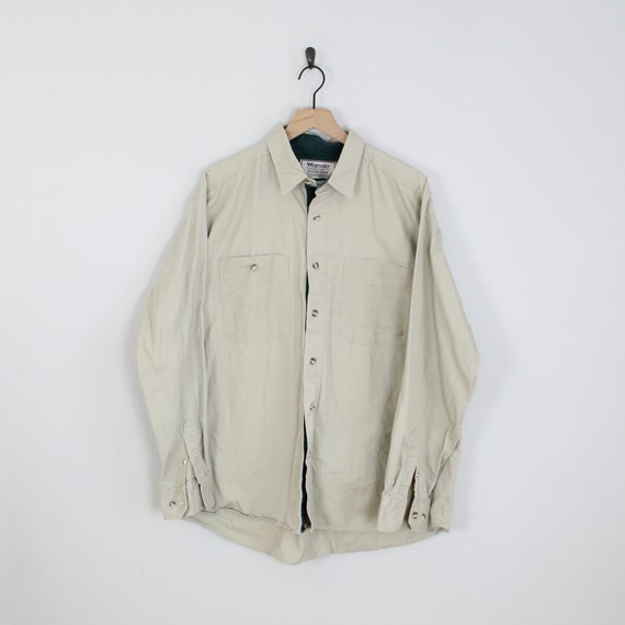 Vintage Wrangler Rugged Wear, Beige Denim Shirt, S