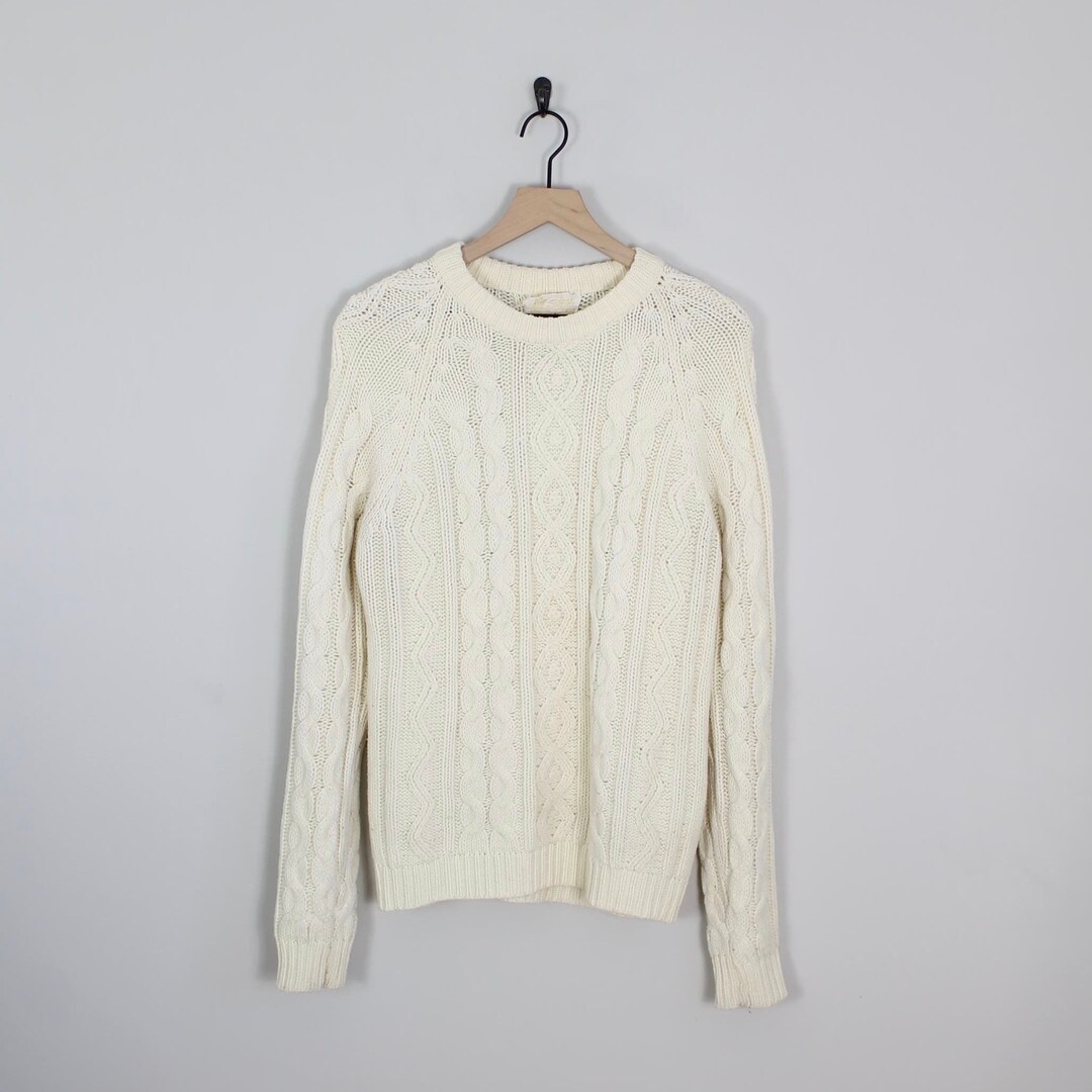 Vintage Beige Cable Knit Sweater Size Large Fishermans Etsy Vintage Beige Cable Knit Sweater Size Large Fishermans Etsy