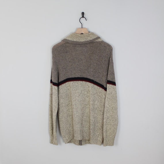 Vintage Gray and Brown Knit, Wool Cardigan Sweate… - image 5