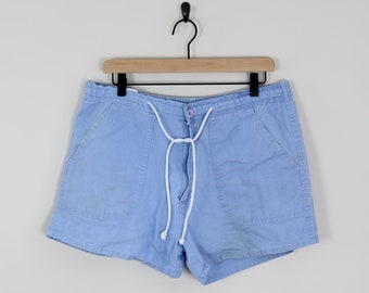Vintage 80s, Blue Island Image Shorts, Size 36, Short Shorts, Denim Shorts, Linen Shorts, Retro Shorts