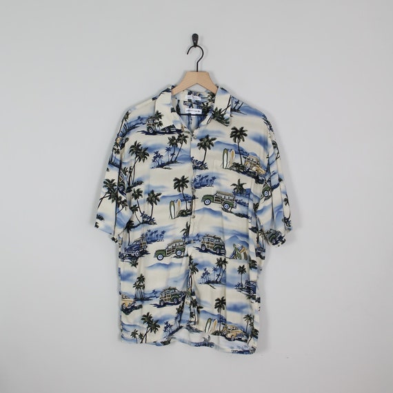 Vintage Tropical Surfing Hawaiian Shirt, Size XL, 