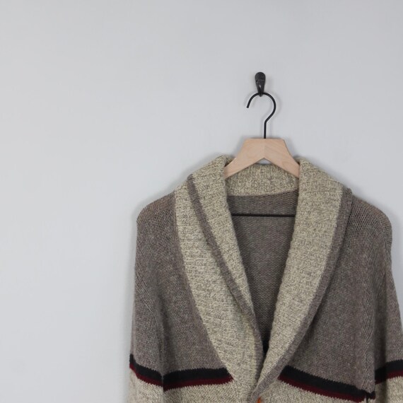 Vintage Gray and Brown Knit, Wool Cardigan Sweate… - image 3