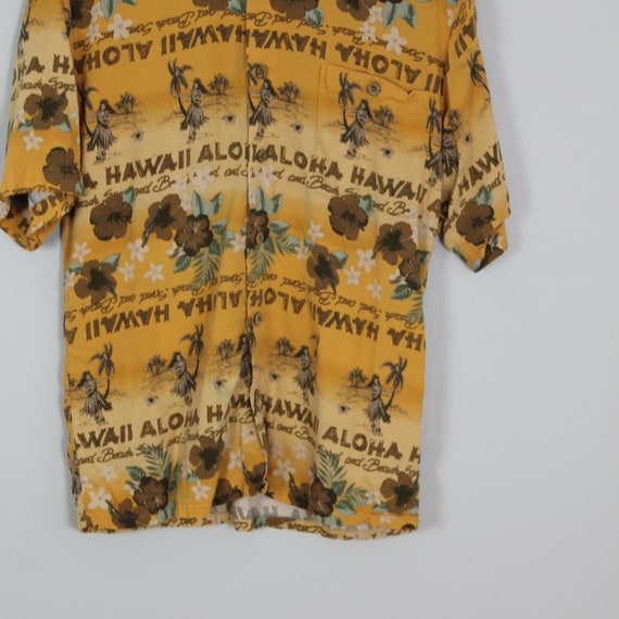 Vintage Yellow Hawaii Aloha Tropical Hawaiian Shi… - image 3