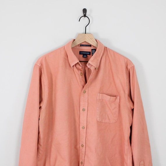 Tangerine Orange Over Dyed Vintage Flannel, Size … - image 4