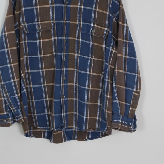 Vintage 80s Blue and Brown, Plaid Wrangler rugged… - image 6