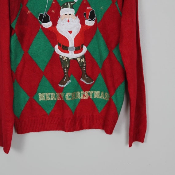 Embroidered Army Santa Ugly Christmas Sweater, Ta… - image 7