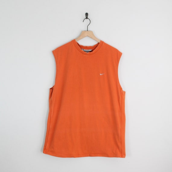 2000s Nike Orange Plain Tank Top, Size XL, Solid … - image 1