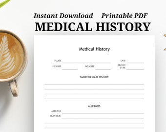 Medical History,  Healthcare Planner, Medical Planner, Health Log, Medical Log,