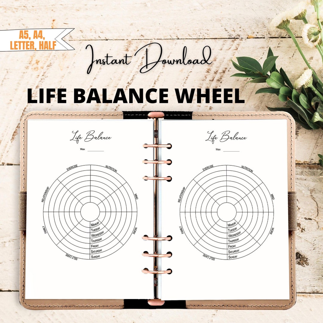 Wheel of Life Balance, Life Management, Self Improvement Printable Goal ...