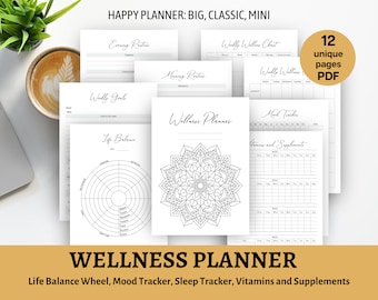 Self Care Planner, Minimalist Wellbeing Planner, Self Care Journal Anxiety Journal